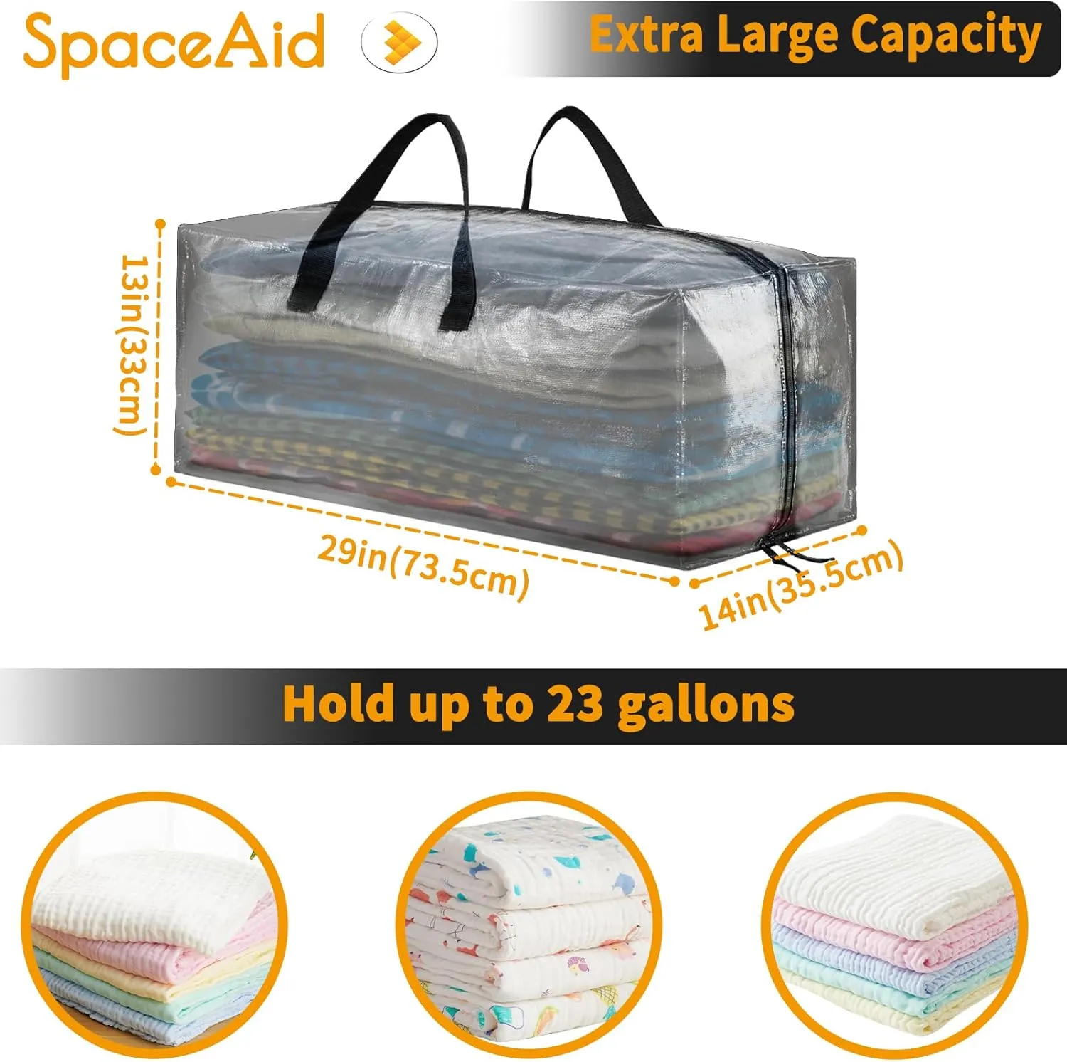 SpaceAid Heavy Duty Moving Bags, Extra Large Storage Totes W/Backpack Straps Strong Handles & Zippers, Alternative to Moving Boxes, Packing & Moving Supplies, Clear (8 Pack)