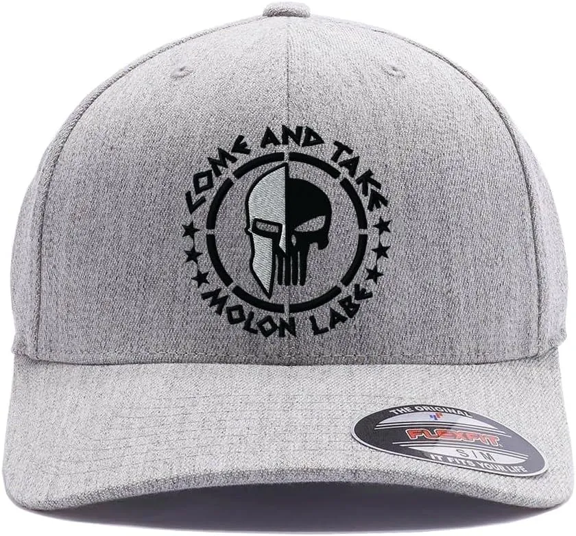 Spartan Skull Warrior Helmet Molon Labe/ΜΟΛΩΝ ΛΑΒΕ - Come and Take Embroidered Flex Fitted Baseball Hat