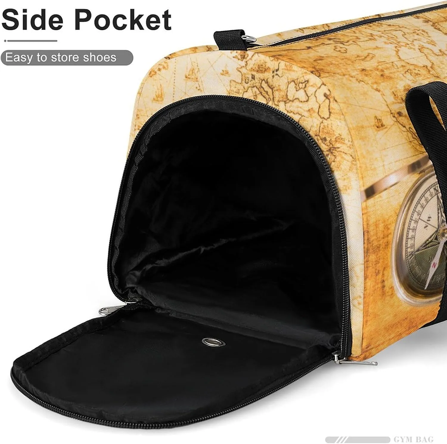 Sport Gym Duffel with Shoe Compartment Wet Pocket, Old-paper-map-with-ancient Shoulder Travel Bag for Women Men
