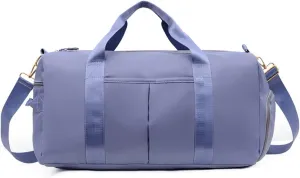 Sports Duffel Bags Sports Gym Bags Outdoor Waterproof Nylon Men Women Training Fitness Travel Handbag Yoga Mat Sport Bag with Shoes Compartment(Blue)