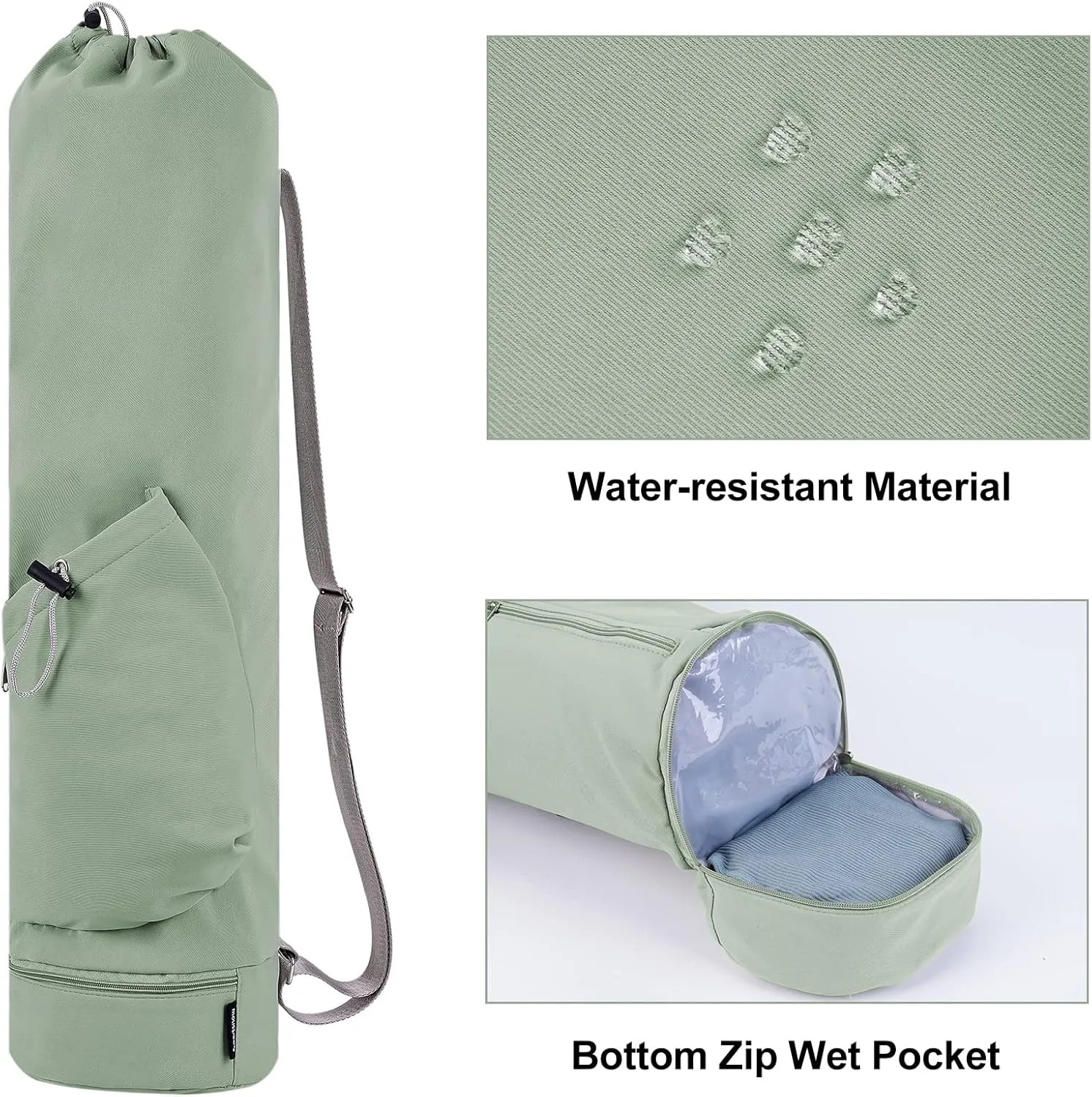 sportsnew Yoga Mat Bag with Water Bottle Pocket and Bottom Wet Pocket, Exercise Yoga Mat Carrier Multi-Functional Storage Bag, Patent pending