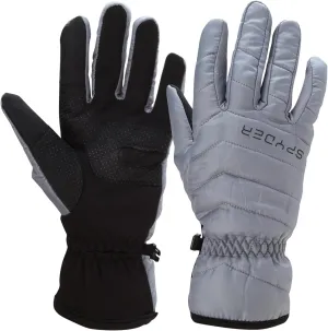Spyder Women's Puffer Winter Gloves - Water Resistant Insulated Nylon Quilted Ski Gloves with Grippers and Snap Buckle (S-XL)
