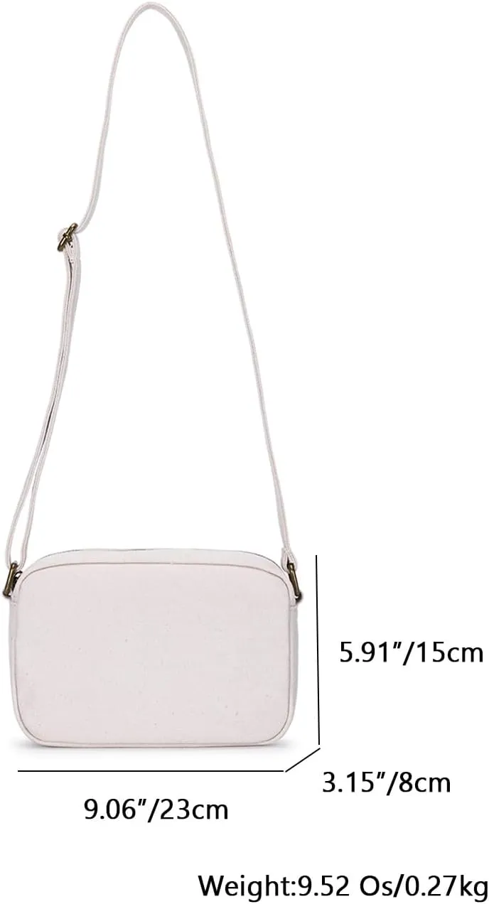 Square Crossbody Bag with Adjustable Length, Women Cotton Canvas Casual Shoulder Work Bag