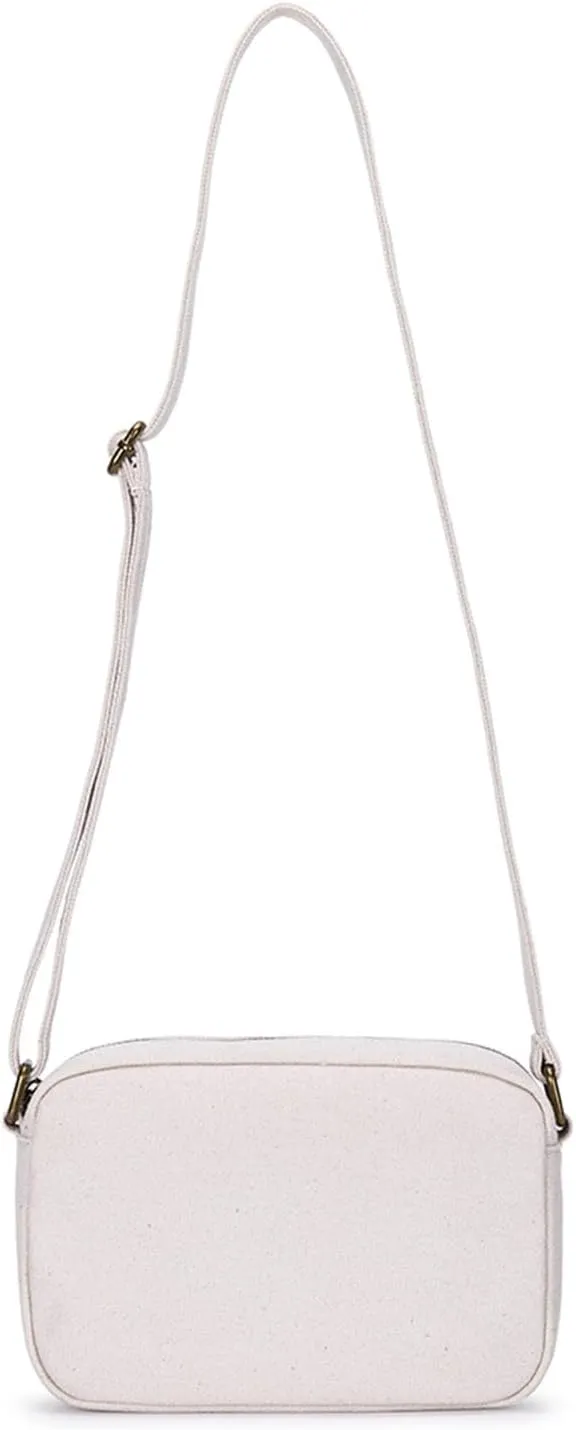 Square Crossbody Bag with Adjustable Length, Women Cotton Canvas Casual Shoulder Work Bag