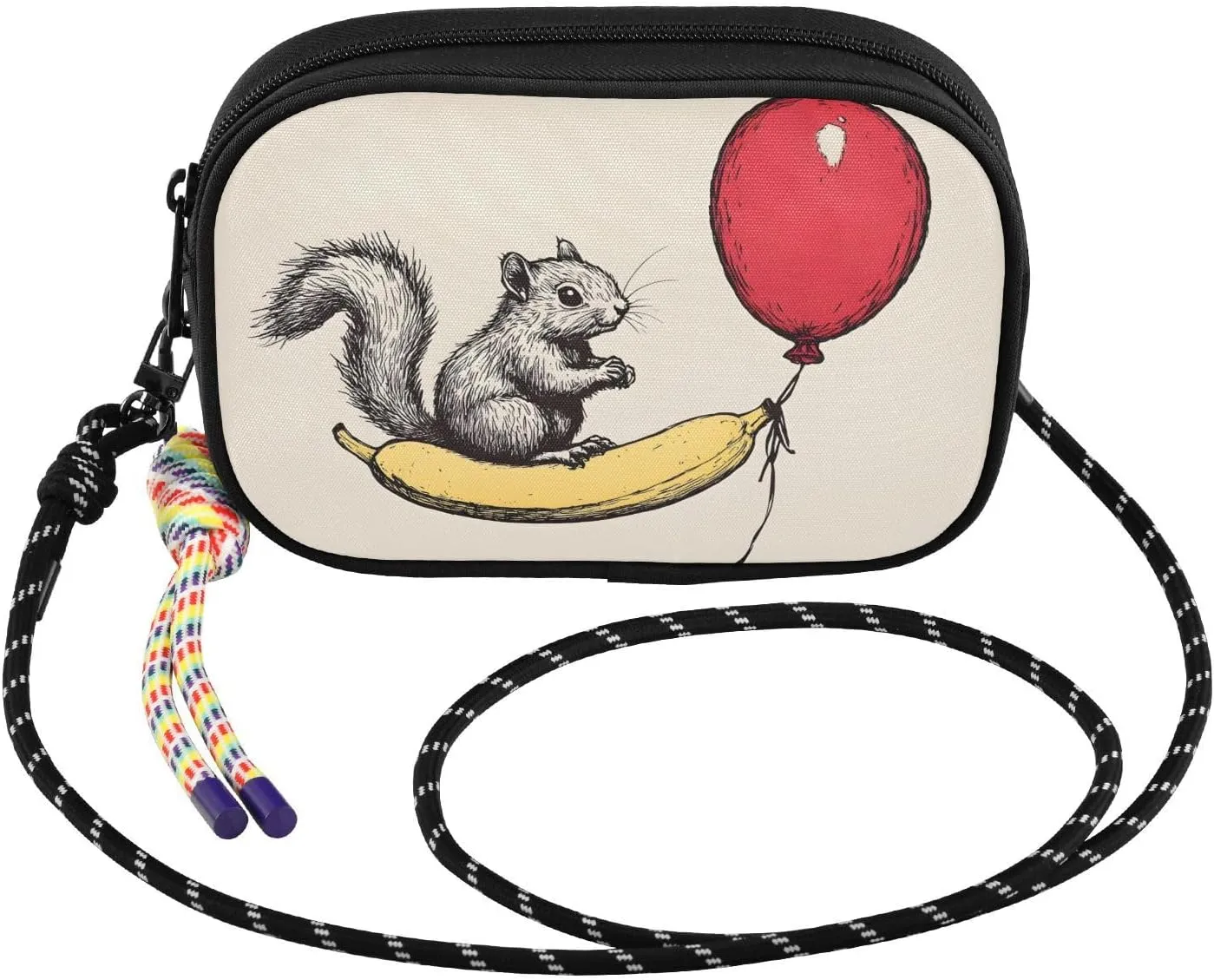 Squirrel Banana Red Balloon Crossbody Bag for Women Cell Phone Purses Women's Small Shoulder Handbags Wallet Purse with Strap