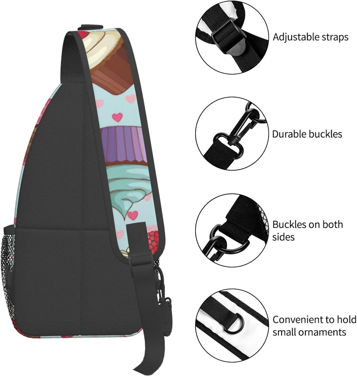 SSIMOO Cupcake Pattern Versatile Travel Hiking Backpack-Perfect For Outdoor Cycling,Chest Shoulder Bag