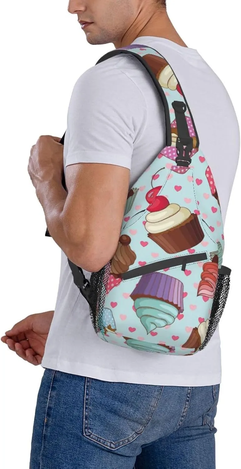 SSIMOO Cupcake Pattern Versatile Travel Hiking Backpack-Perfect For Outdoor Cycling,Chest Shoulder Bag