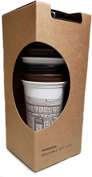 Starbucks Pike Place Market First Store Reusable Hot Cups with Lids, 6 Pack, 16 oz