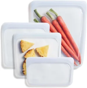 Stasher Premium Silicone Reusable Food Storage Bags, 4-Pack, Clear, Multi-Use Food Storage Bags, Lunch Bag, Travel Containers, BPA Free, Leak-free, Dishwasher-Safe, Eco-friendly