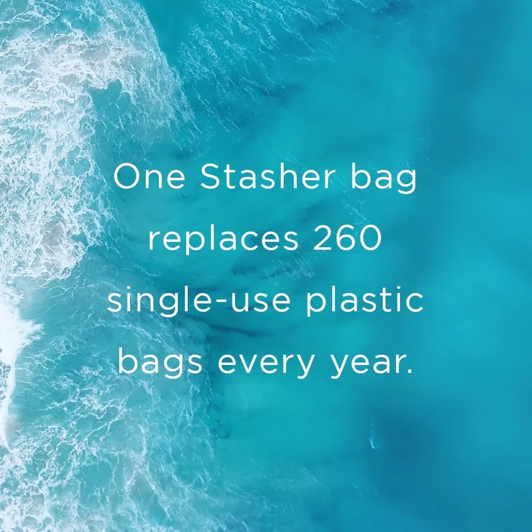 Stasher Premium Silicone Reusable Food Storage Stand-Up Mid Bag, Aqua, Microwave, Sous Vide, Dishwasher, Oven and Freezer Safe, BPA Free, Leak-free, Eco-friendly, 56 Oz