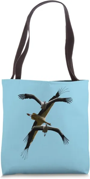 Stork Aerodynamics - Flying Poses Vector Art Tote Bag