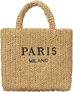 Straw Beach Bag for Women Summer Woven Tote Bag Packable Straw Purses and Handbags for Vacation Holiday