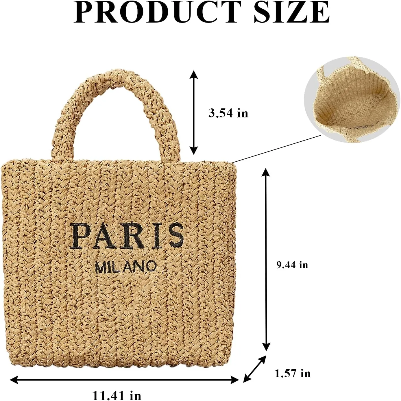 Straw Beach Bag for Women Summer Woven Tote Bag Packable Straw Purses and Handbags for Vacation Holiday