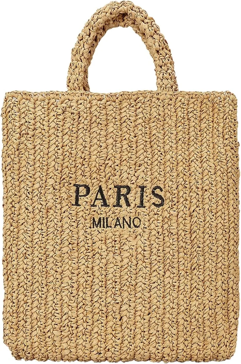 Straw Beach Bag for Women Summer Woven Tote Bag Packable Straw Purses and Handbags for Vacation Holiday
