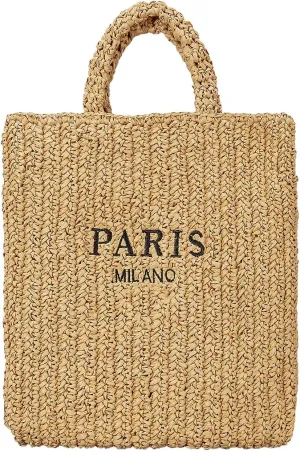 Straw Beach Bag for Women Summer Woven Tote Bag Packable Straw Purses and Handbags for Vacation Holiday