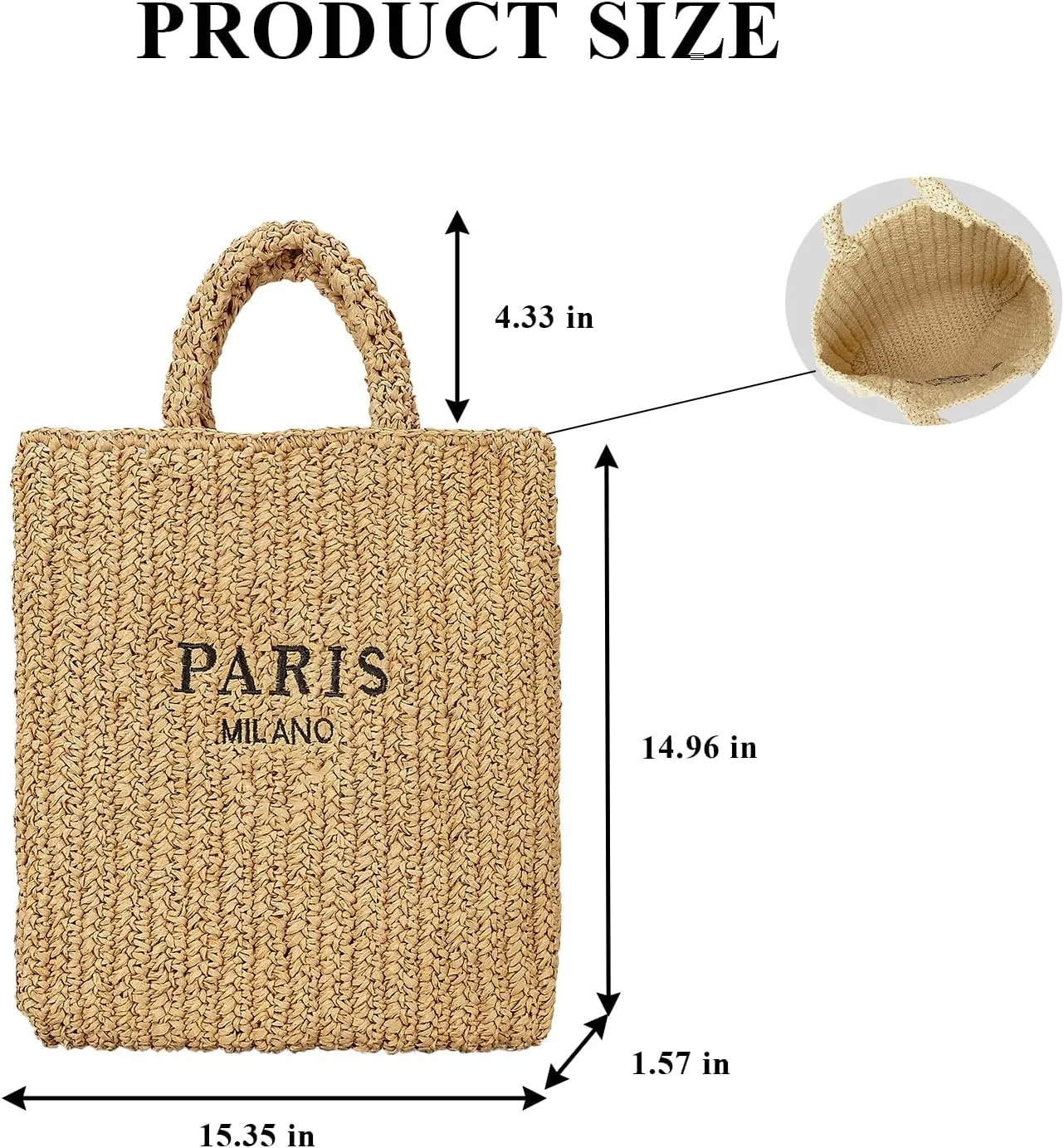 Straw Beach Bag for Women Summer Woven Tote Bag Packable Straw Purses and Handbags for Vacation Holiday