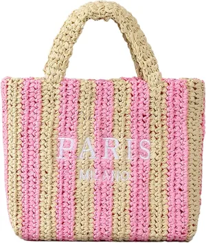 Straw Beach Bag for Women Summer Woven Tote Bag Packable Straw Purses and Handbags for Vacation Holiday