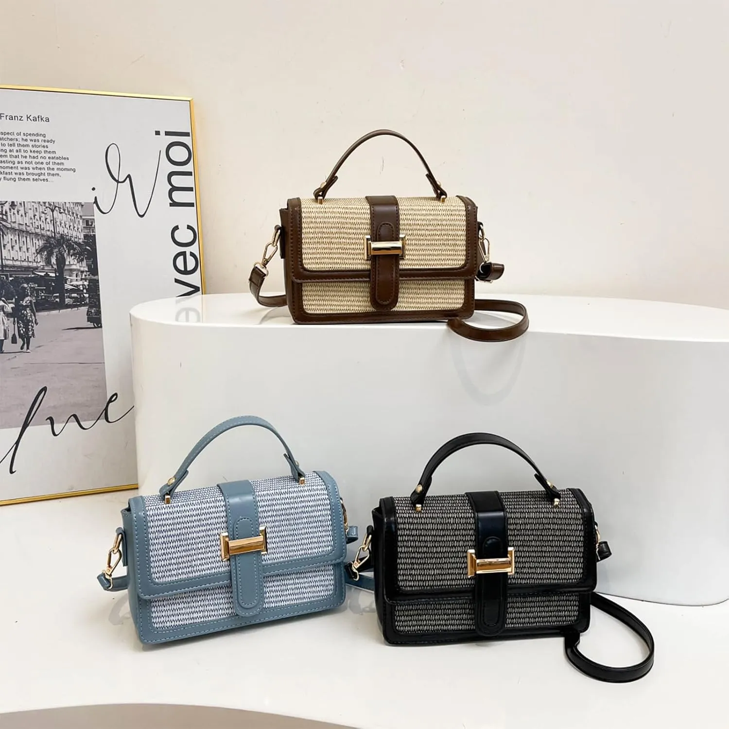 Straw Crossbody Bags for Women Summer Straw Clutch Bag Woven Beach Purse Vacation Handbags