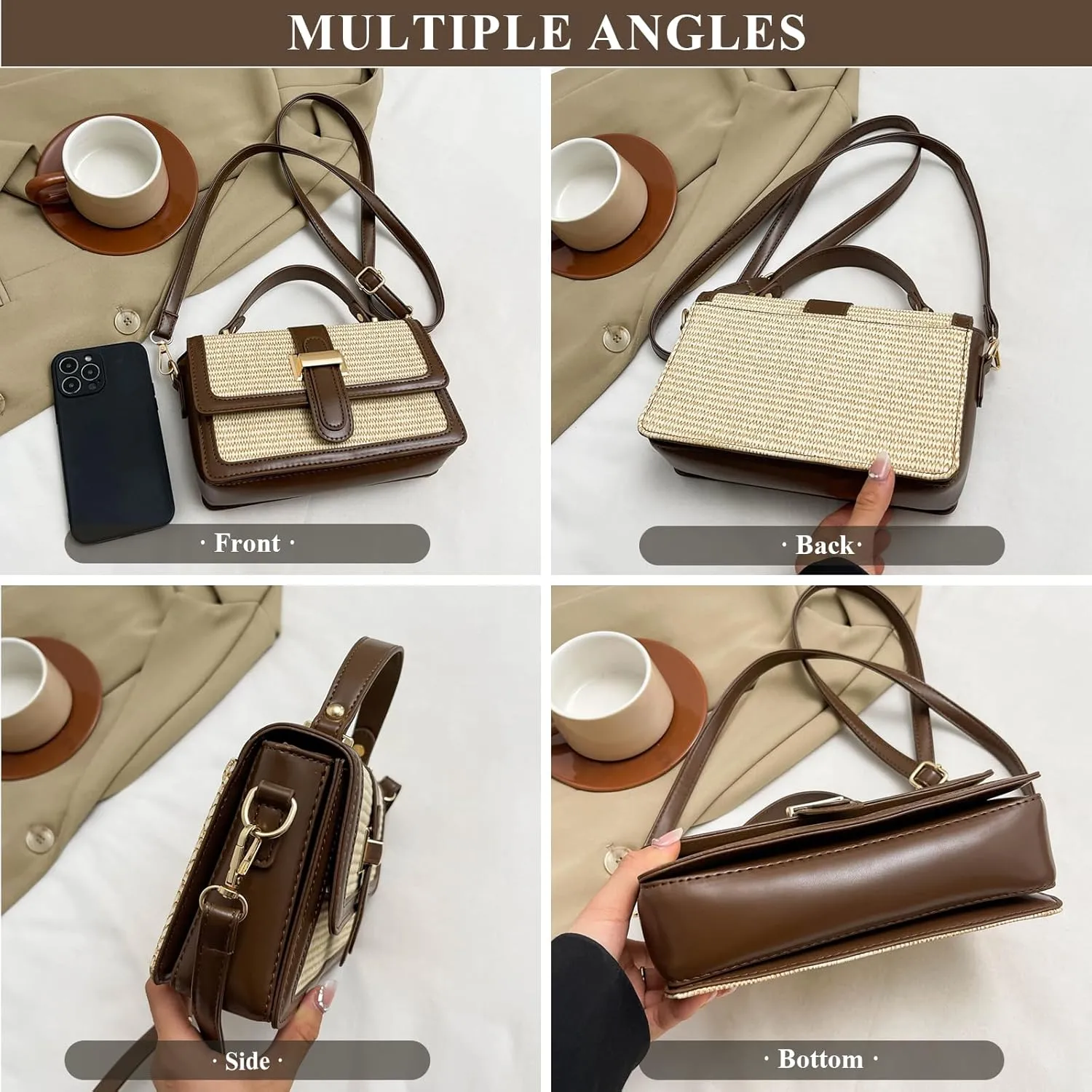 Straw Crossbody Bags for Women Summer Straw Clutch Bag Woven Beach Purse Vacation Handbags