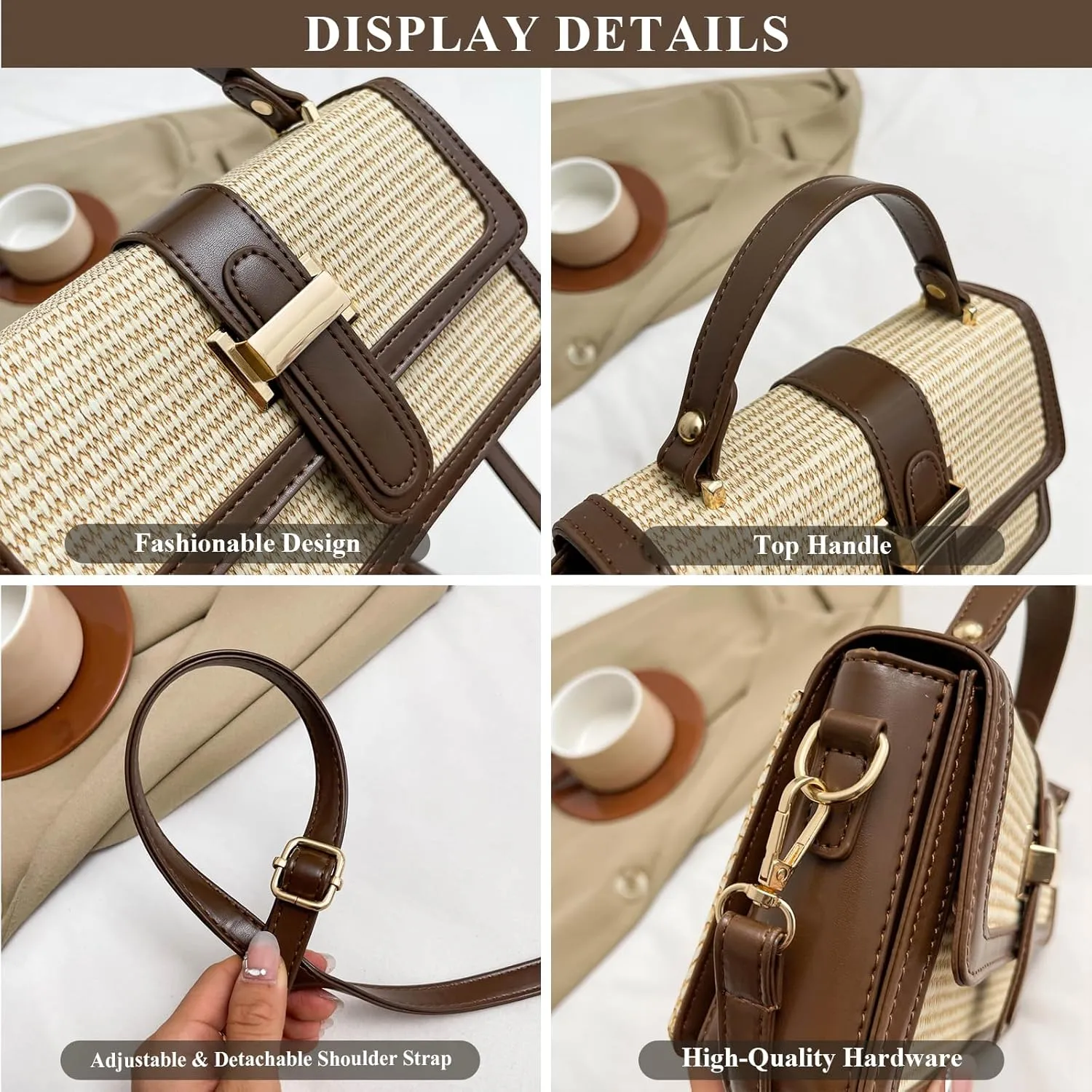 Straw Crossbody Bags for Women Summer Straw Clutch Bag Woven Beach Purse Vacation Handbags