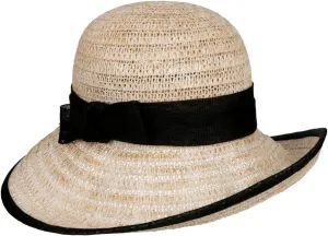 Straw Hat with Sinamay Loop Women Black One Size