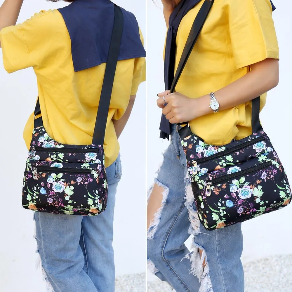 STUOYE Nylon Multi-Pocket Crossbody Purse Bags for Women Travel Shoulder Bag