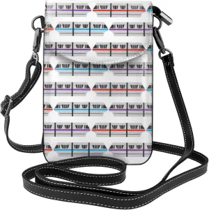 Stylish lightweight Monorail Train print leather crossbody cell phone bag,cute multi pocket travel purse