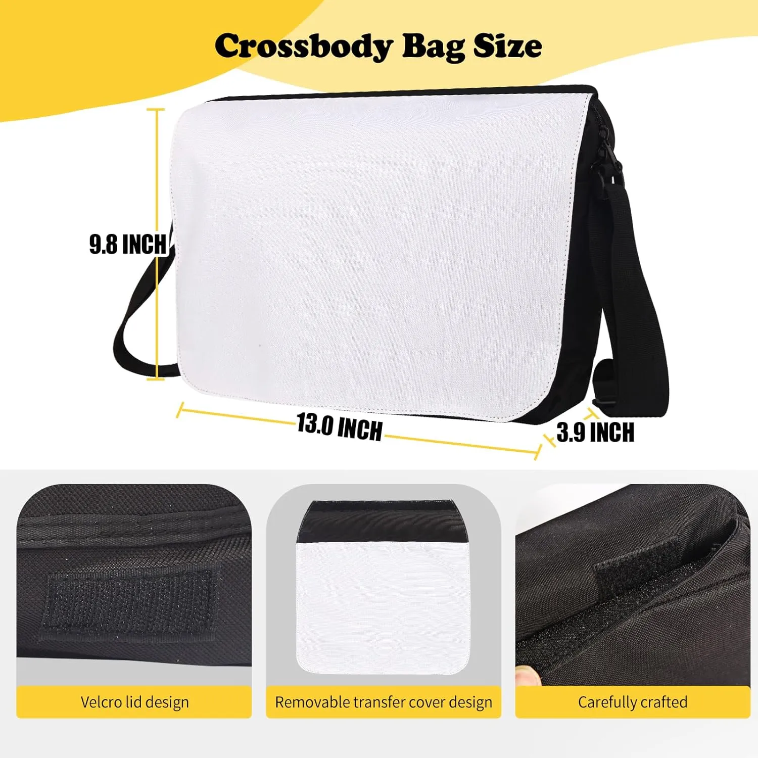 Sublimation Blanks Crossbody Bag,Sublimation Messenger Bag Removable Transfer Design With Adjustable Shoulder Strap