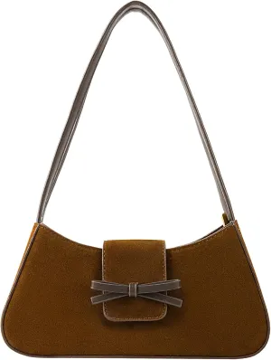 Suede Bag, Brown Hobo Shoulder Bag, Clutch Handbag, Vegan Leather Underarm Crossbody Tote