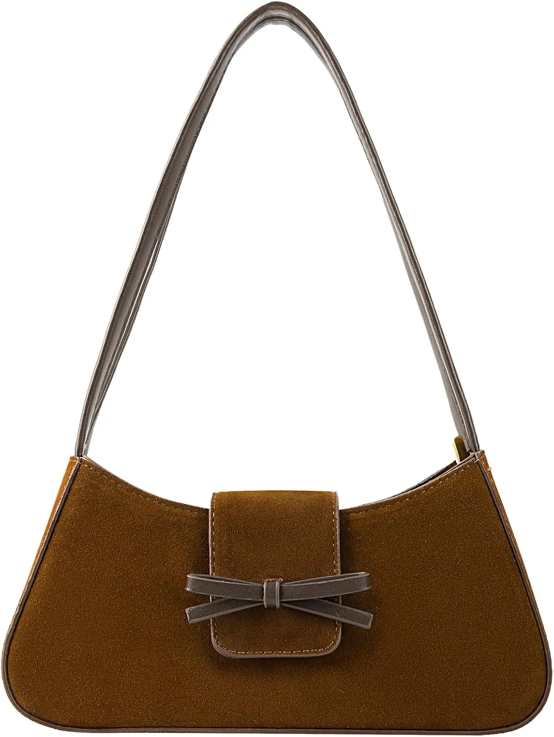 Suede Bag, Brown Hobo Shoulder Bag, Clutch Handbag, Vegan Leather Underarm Crossbody Tote