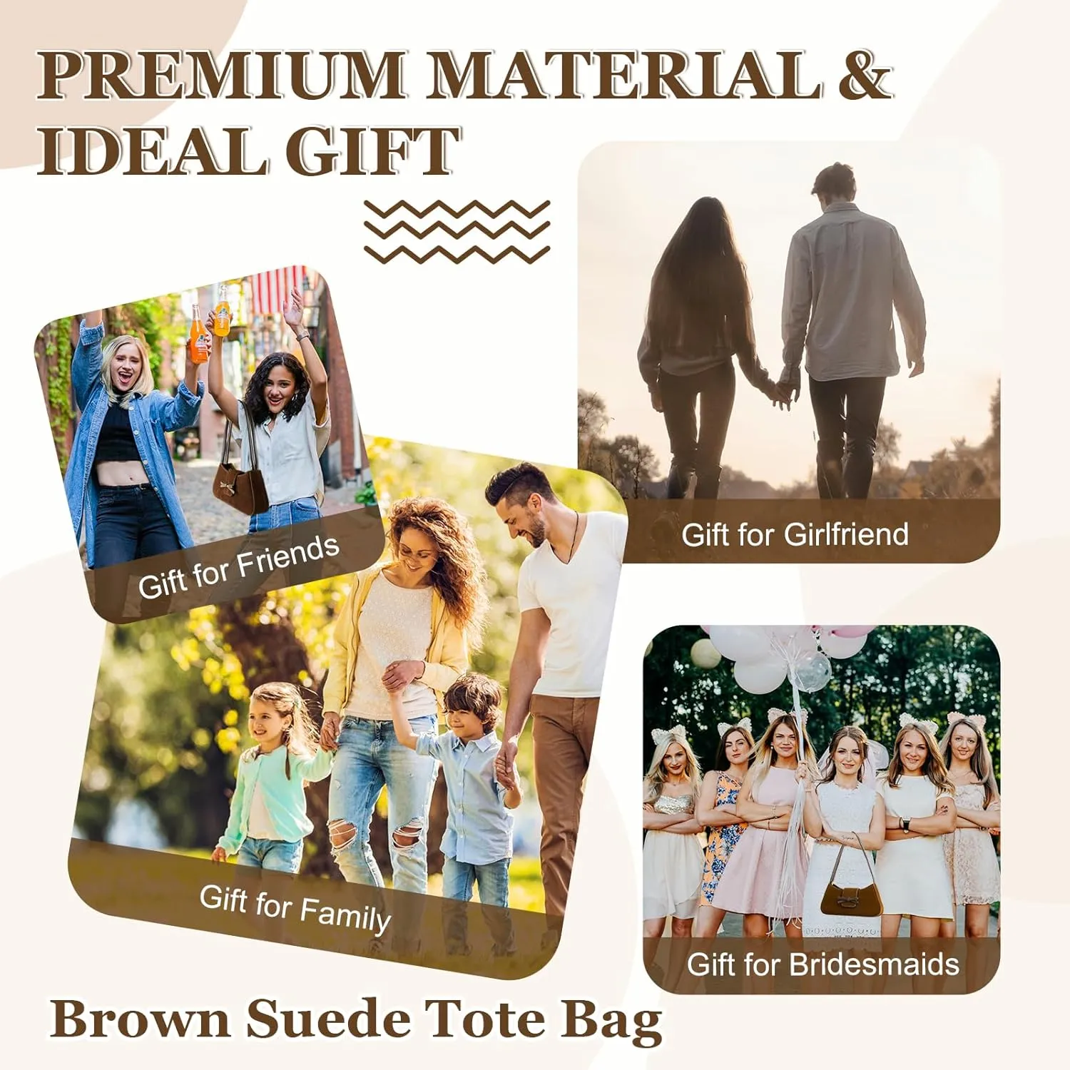 Suede Bag, Brown Hobo Shoulder Bag, Clutch Handbag, Vegan Leather Underarm Crossbody Tote