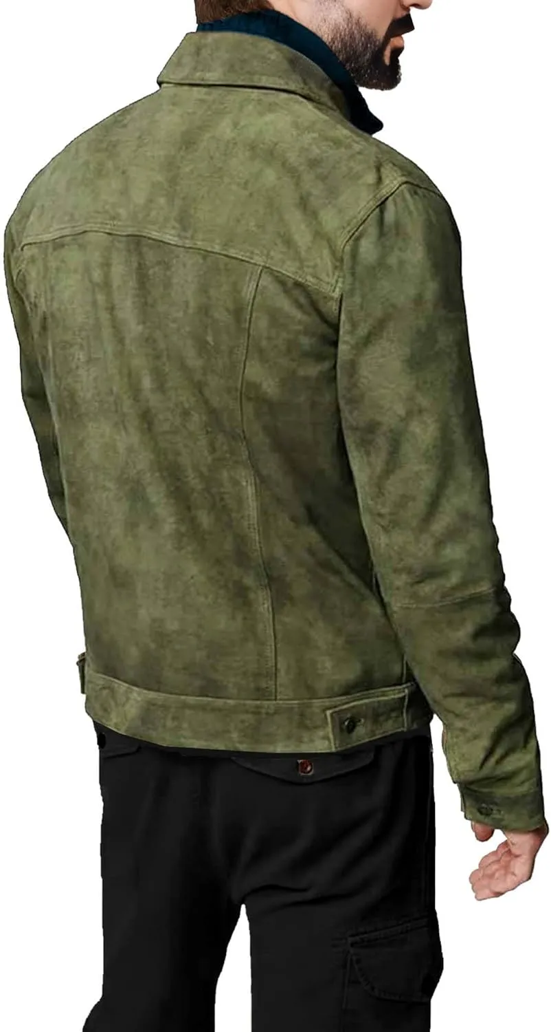Suede Jacket for Men - Premium Suede Leather Bomber Jacket | Trucker Coat for Mens