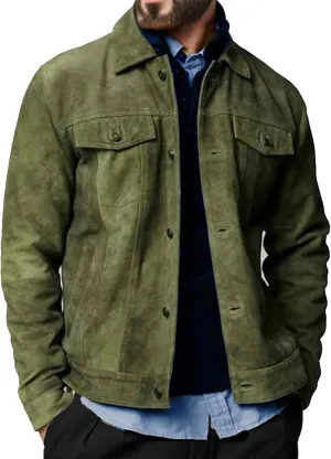 Suede Jacket for Men - Premium Suede Leather Bomber Jacket | Trucker Coat for Mens
