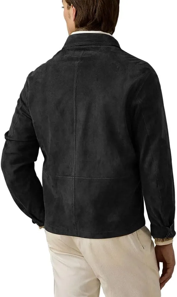 Suede Leather Jacket Men – Real Lambskin Suede Casual Leather Jackets For Men - Mens Suede Jacket