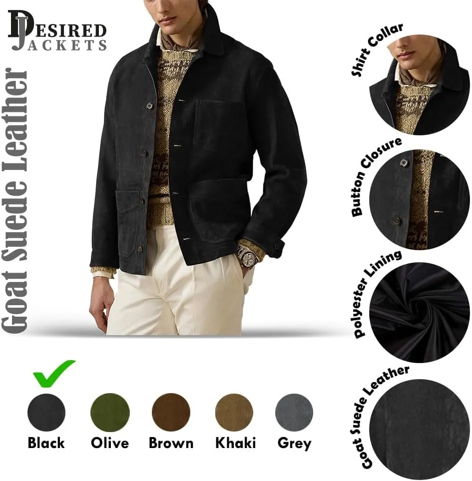 Suede Leather Jacket Men – Real Lambskin Suede Casual Leather Jackets For Men - Mens Suede Jacket