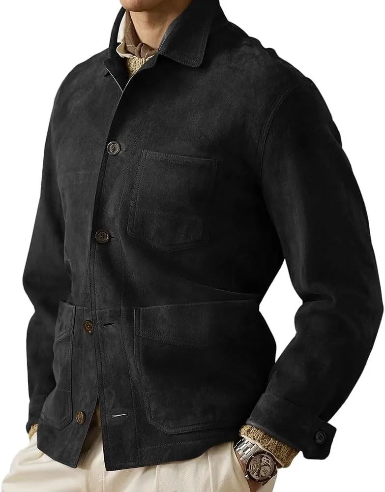 Suede Leather Jacket Men – Real Lambskin Suede Casual Leather Jackets For Men - Mens Suede Jacket