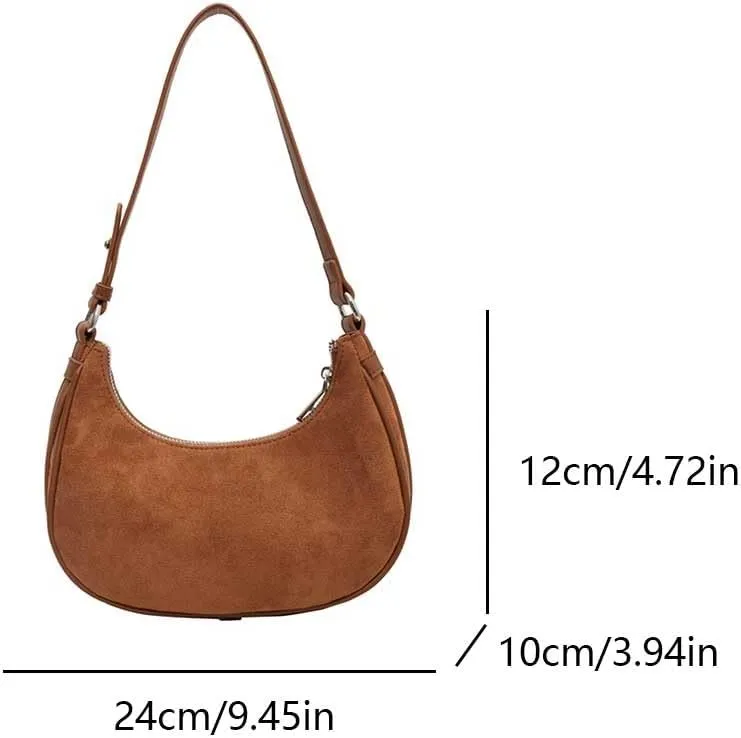 Suede Shoulder Bag Crescent Suede Purse for Women Brown Suede Handbags 2024 Fall Purse Stylish Suede Crossbody Bag