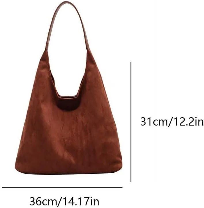 Suede Tote Bag for Women, Large Capacity Suede Tote Bag, Adjustable Strap Daily Sling Bag, Retro Shoulder Satchel Bag