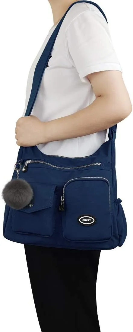 SUKRY Nylon Crossbody Bag for Women with Anti theft RFID Pocket, Waterproof Shoulder Bag Travel Purses and Handbag