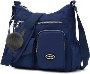 SUKRY Nylon Crossbody Bag for Women with Anti theft RFID Pocket, Waterproof Shoulder Bag Travel Purses and Handbag
