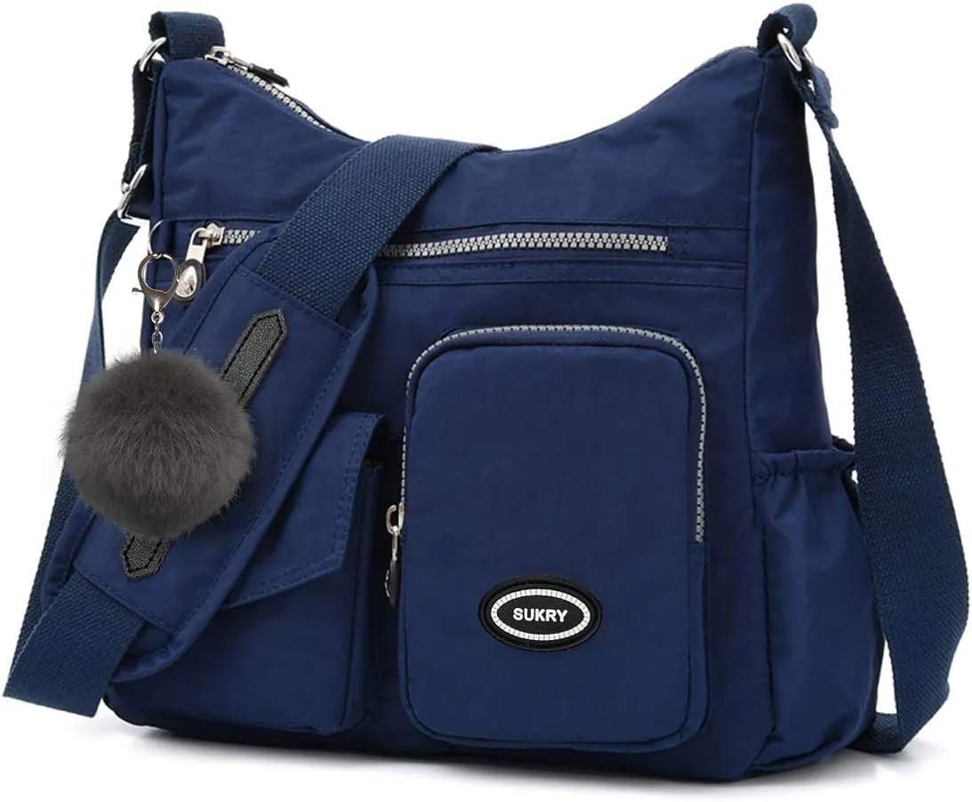 SUKRY Nylon Crossbody Bag for Women with Anti theft RFID Pocket, Waterproof Shoulder Bag Travel Purses and Handbag