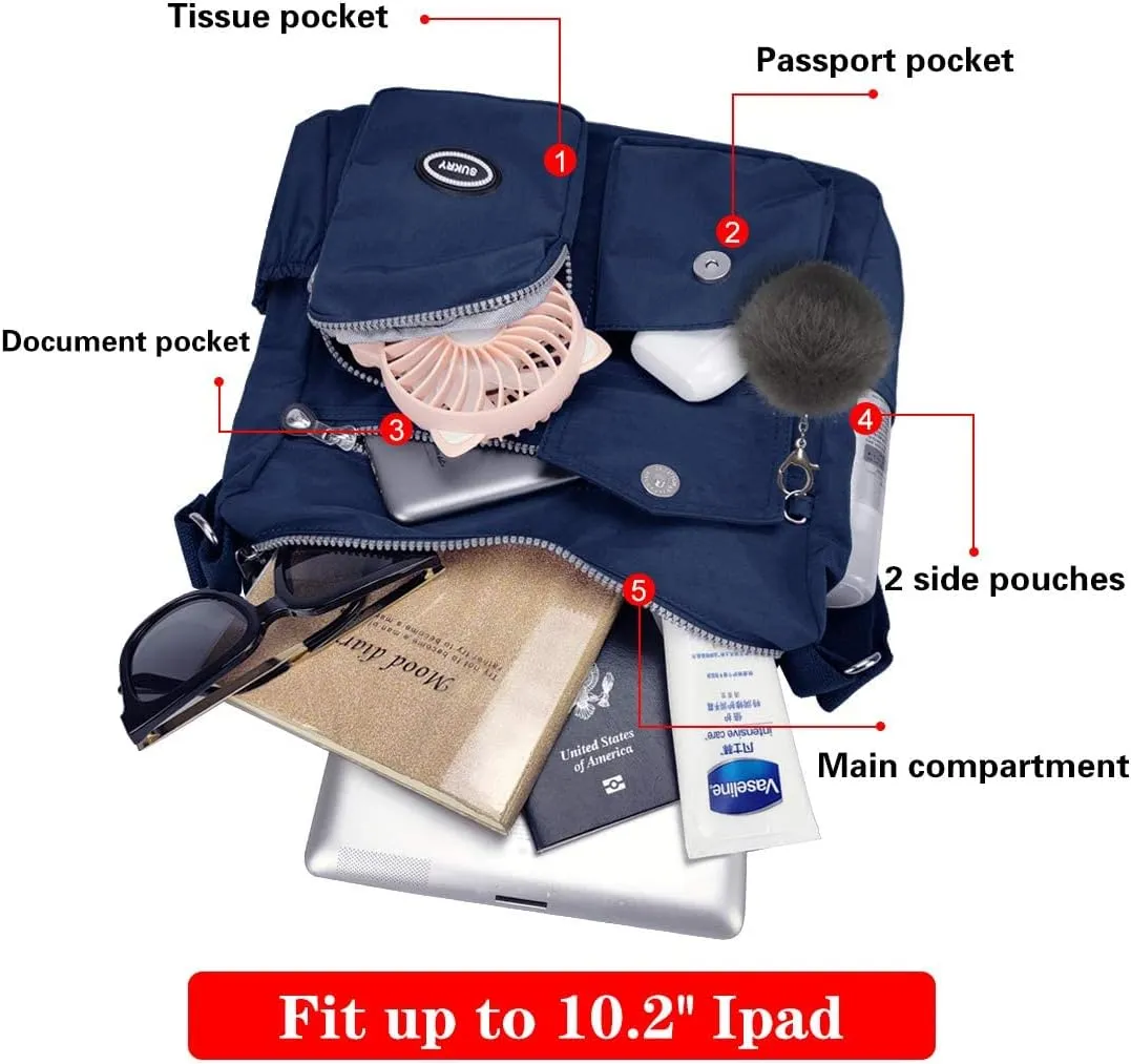 SUKRY Nylon Crossbody Bag for Women with Anti theft RFID Pocket, Waterproof Shoulder Bag Travel Purses and Handbag