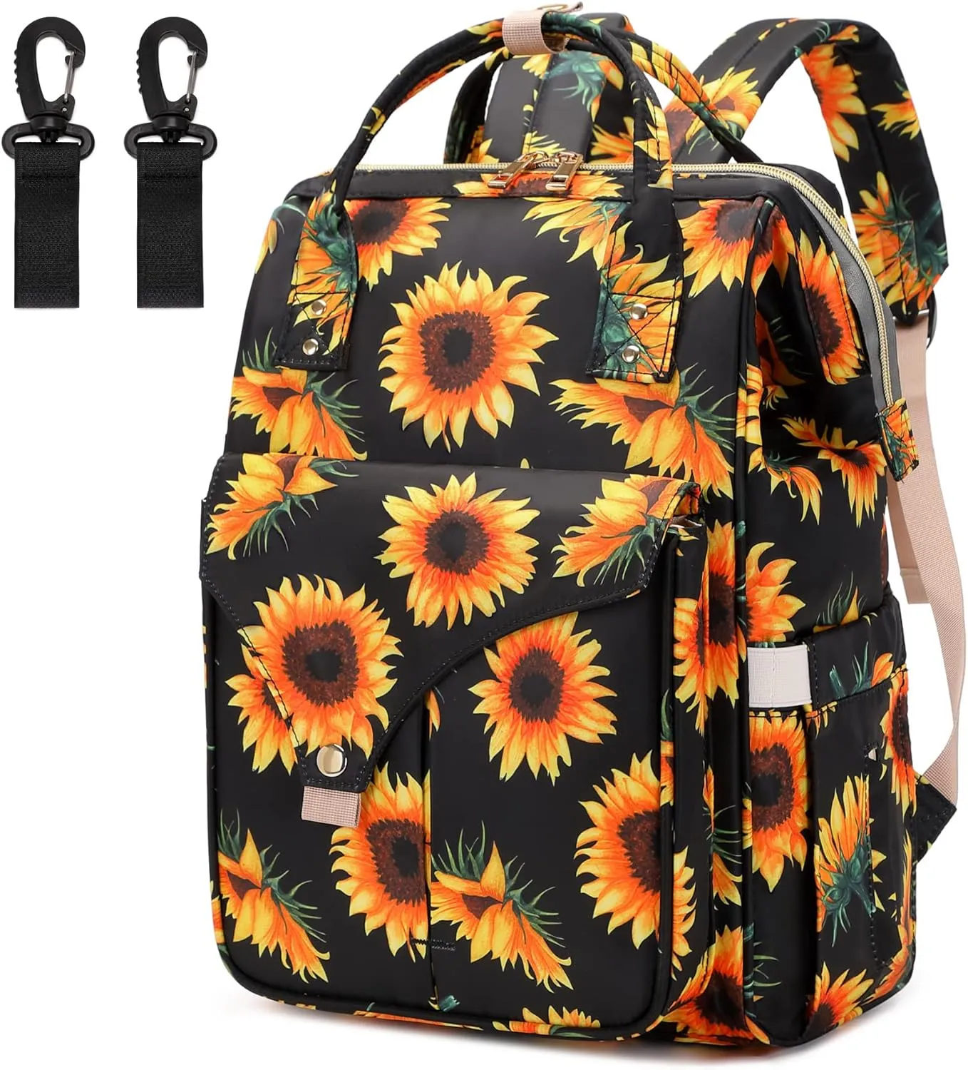 Sunflower Diaper Bag Backpack for Baby Girls Boys, Large Capacity Multifunction Waterproof Maternity Mom Nappy Bags with Stroller Straps