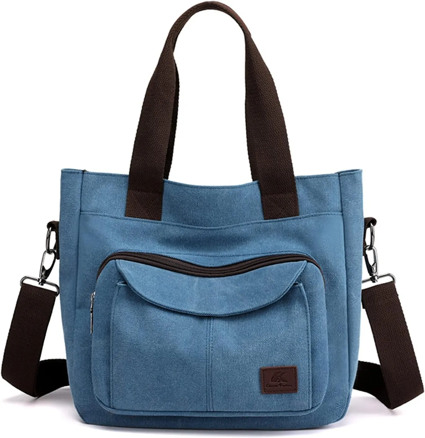 Sunshinejing Women's Canvas Tote Purse Shoulder Crossbody Bag Small Handbag Multi-pocket Top Handle Work Bags