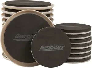 Super Sliders Assorted Round Reusable Multi-Surface Furniture Sliders with Drawstring Bag, Beige (21 Pack)