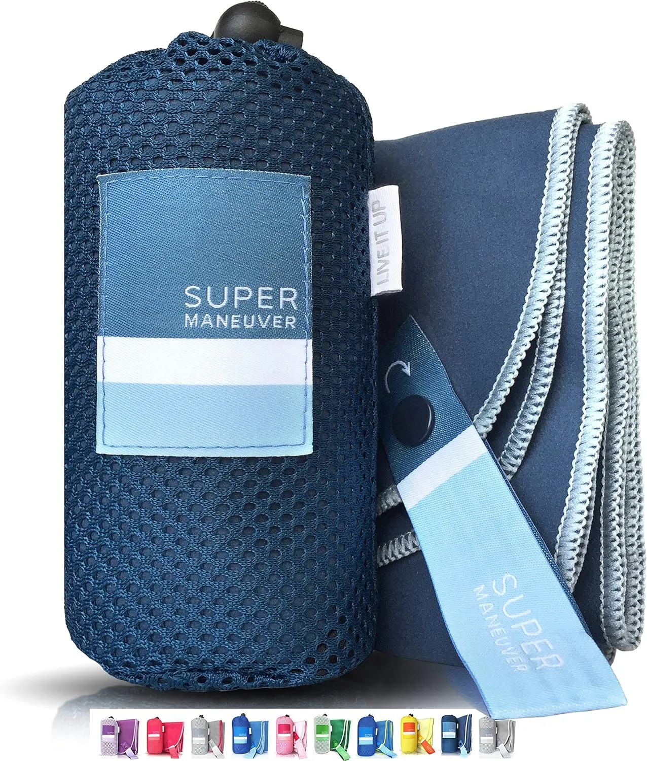 Super Towel for Sports, Travel & Beach - Lightweight, Compact, Absorbent, Quick-Dry, Soft Microfiber Suede - For the pool, bath, gym, yoga, hiking, camping & outdoors (Navy, XL (60x32"))