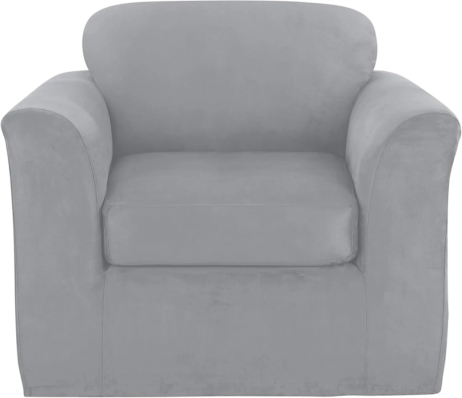 SureFit Ultimate Stretch Suede 2 PC Chair Slipcover in Light Gray