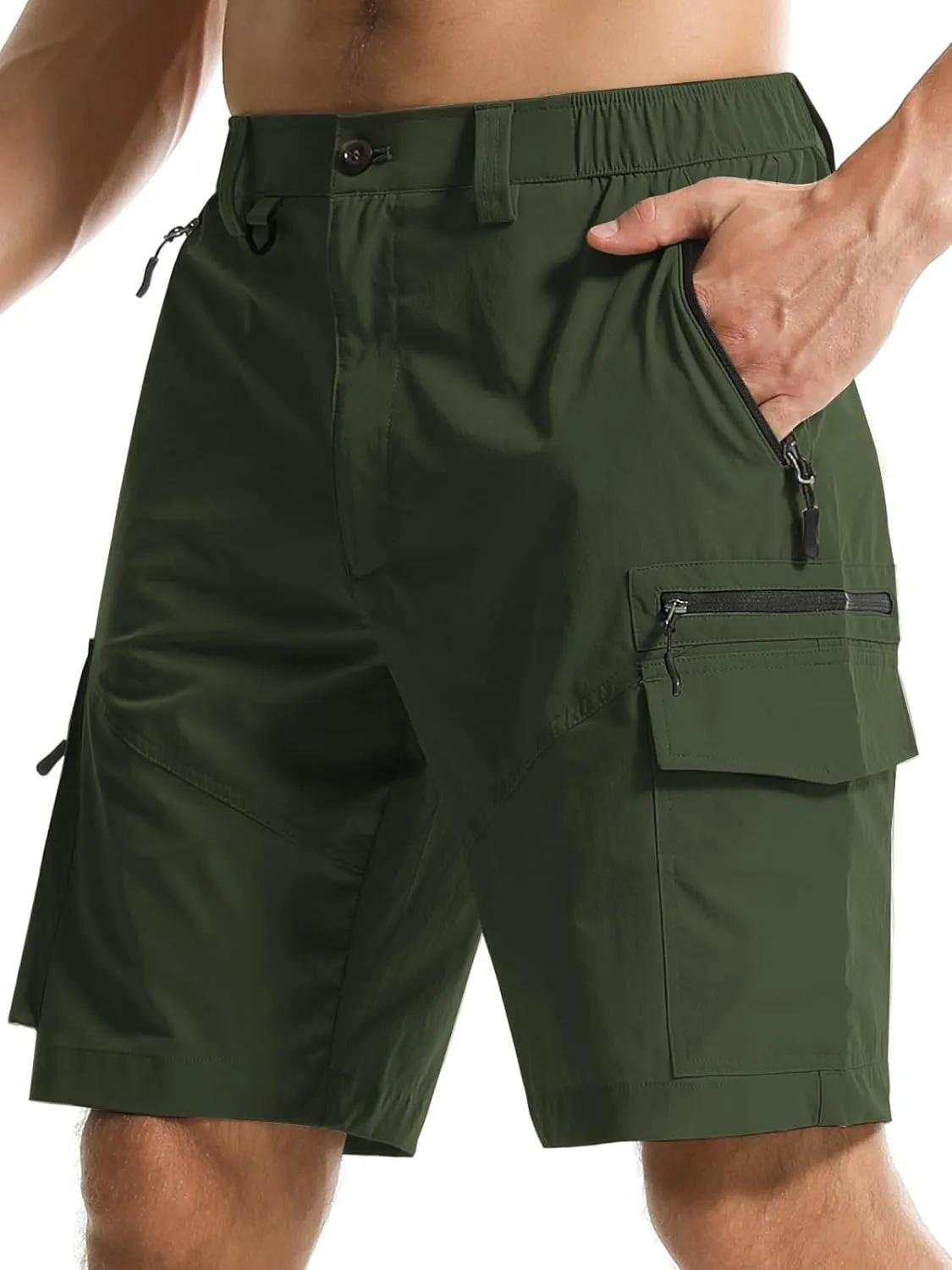 Surenow Men's Hiking Cargo Shorts with Quick Dry, Breathable Fabric, Pockets, and Zipper Closure - Blue, Size Large