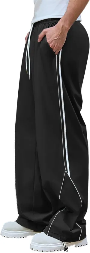 Susclude Mens Baggy Sweatpants Wide Leg Y2k Elastic Waist Track Pants Vintage Summer Vacation Casual Pants 2025 Streetwear