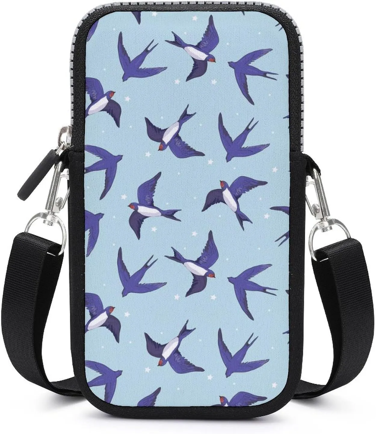 Swallow Bird Pattern Small Cell Phone Purse Crossbody Waterproof Mini Bag Wallet with Adjustable Strap